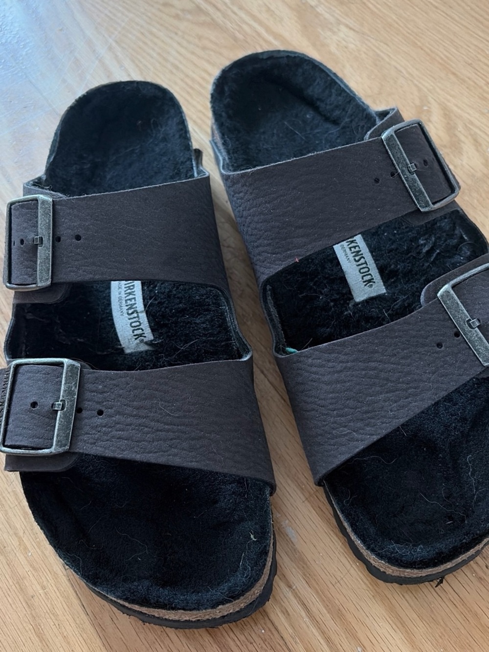 Birkenstock Women’s Arizona Shearling-Lined Slide Sandals - Black